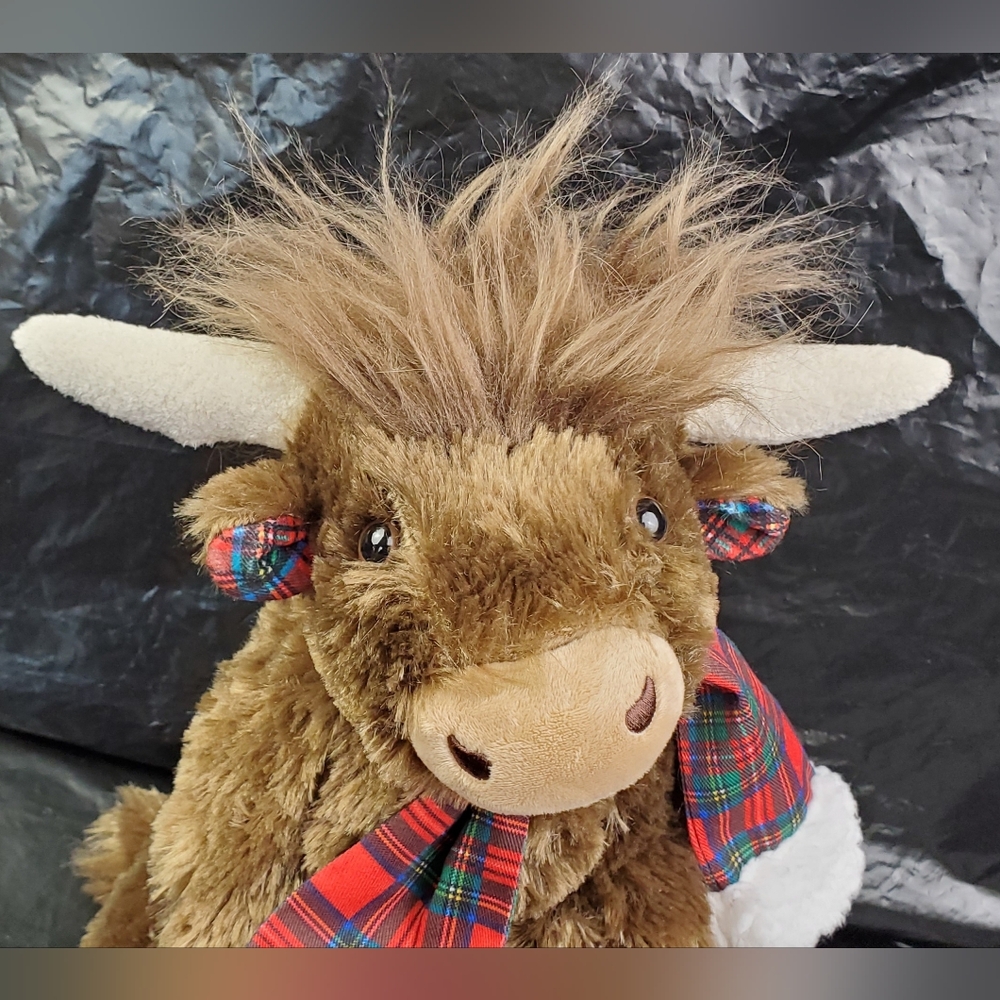 Build-A-Bear BAB Highland Tartan Plaid Cow Stuffed Animal Plush VHTF w/Scarf GUC